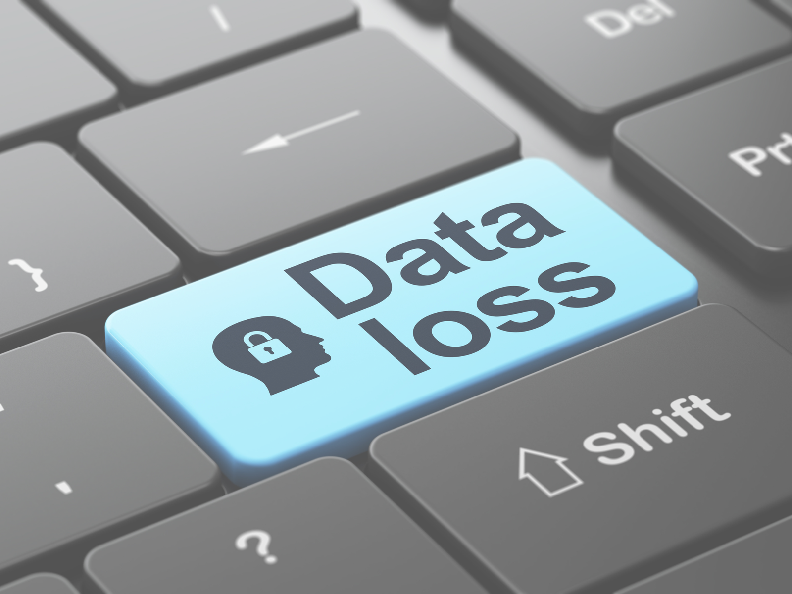 Keyboard key labelled “Data loss” with a lock icon