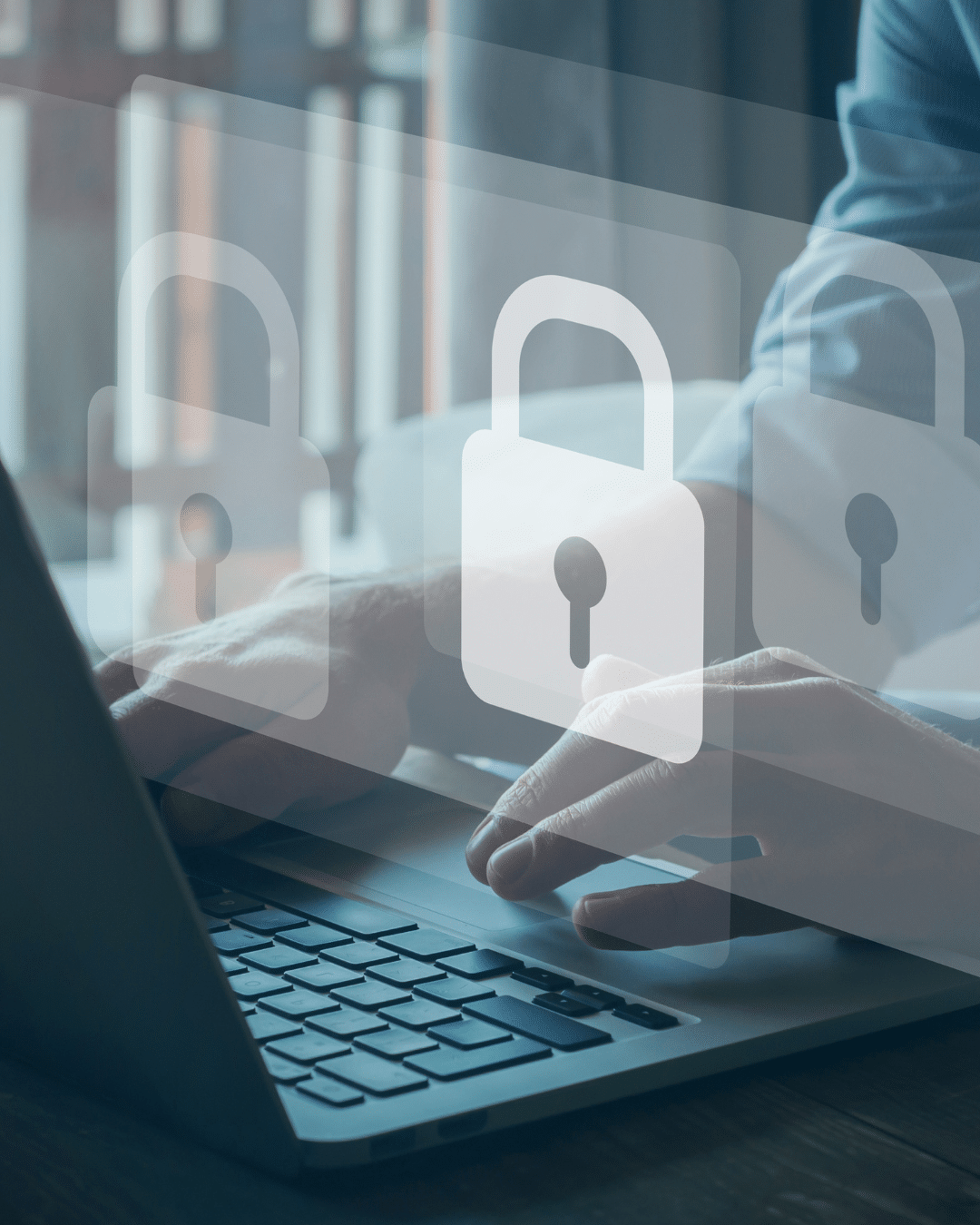 Data privacy and cybersecurity concept showing protected business information