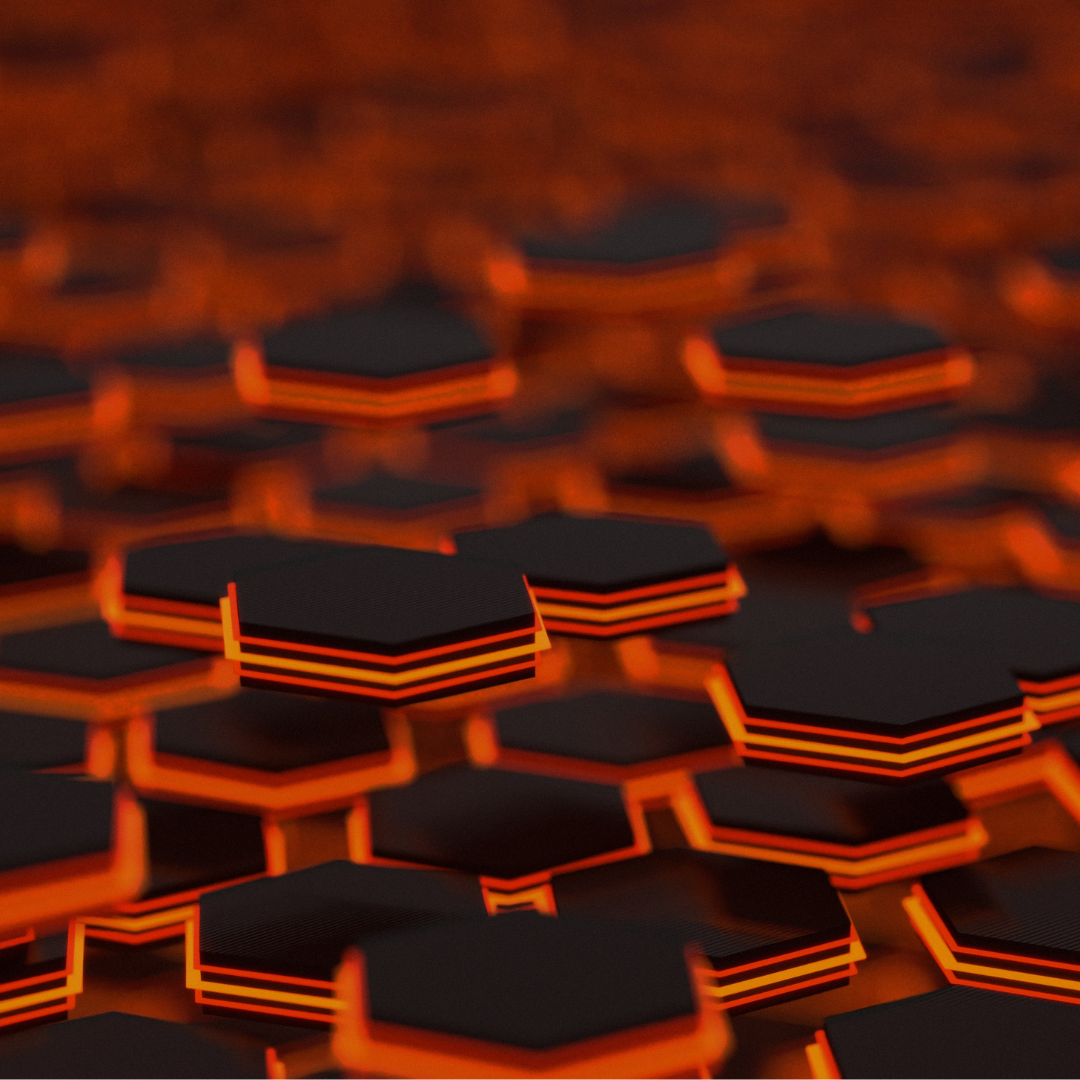 Abstract glowing hexagonal network pattern representing secure digital infrastructure and cyber protection.